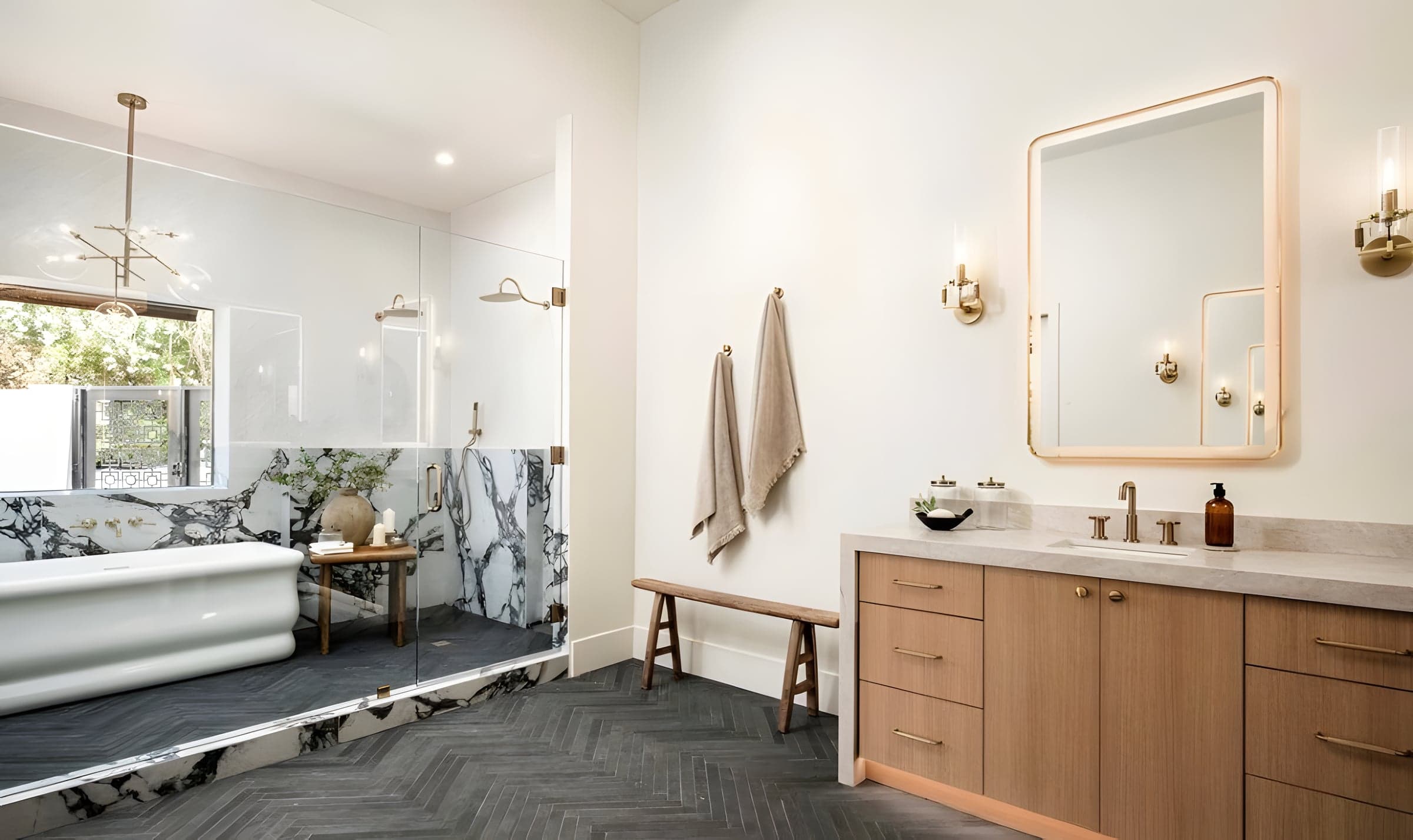 Veined Marble Master Bath